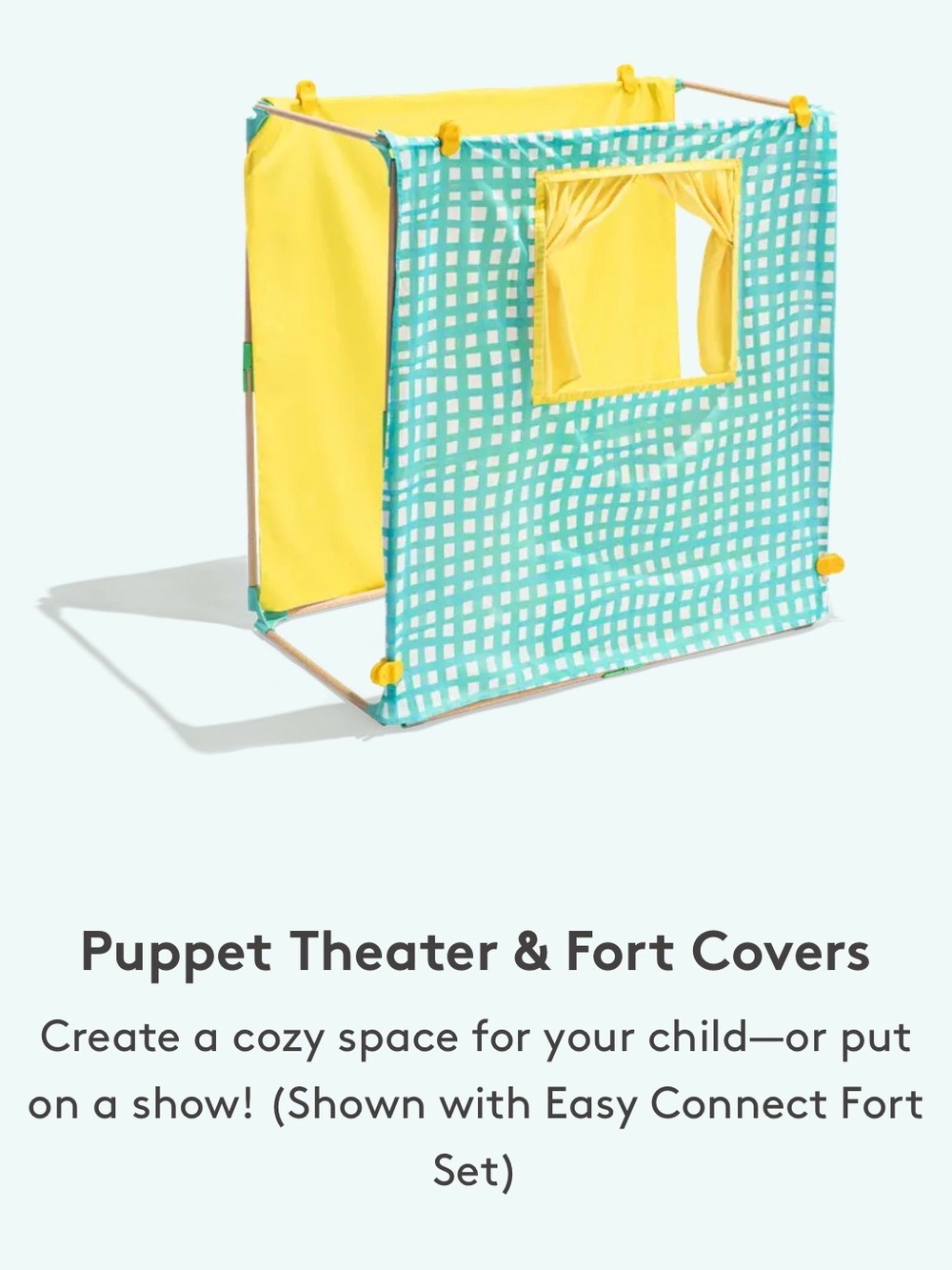 Lovevery Puppet Theater, Fort Cover, and puppet